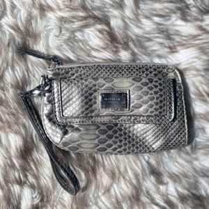 Liz Claiborne Silver Metallic Faux Snakeskin Wristlet
